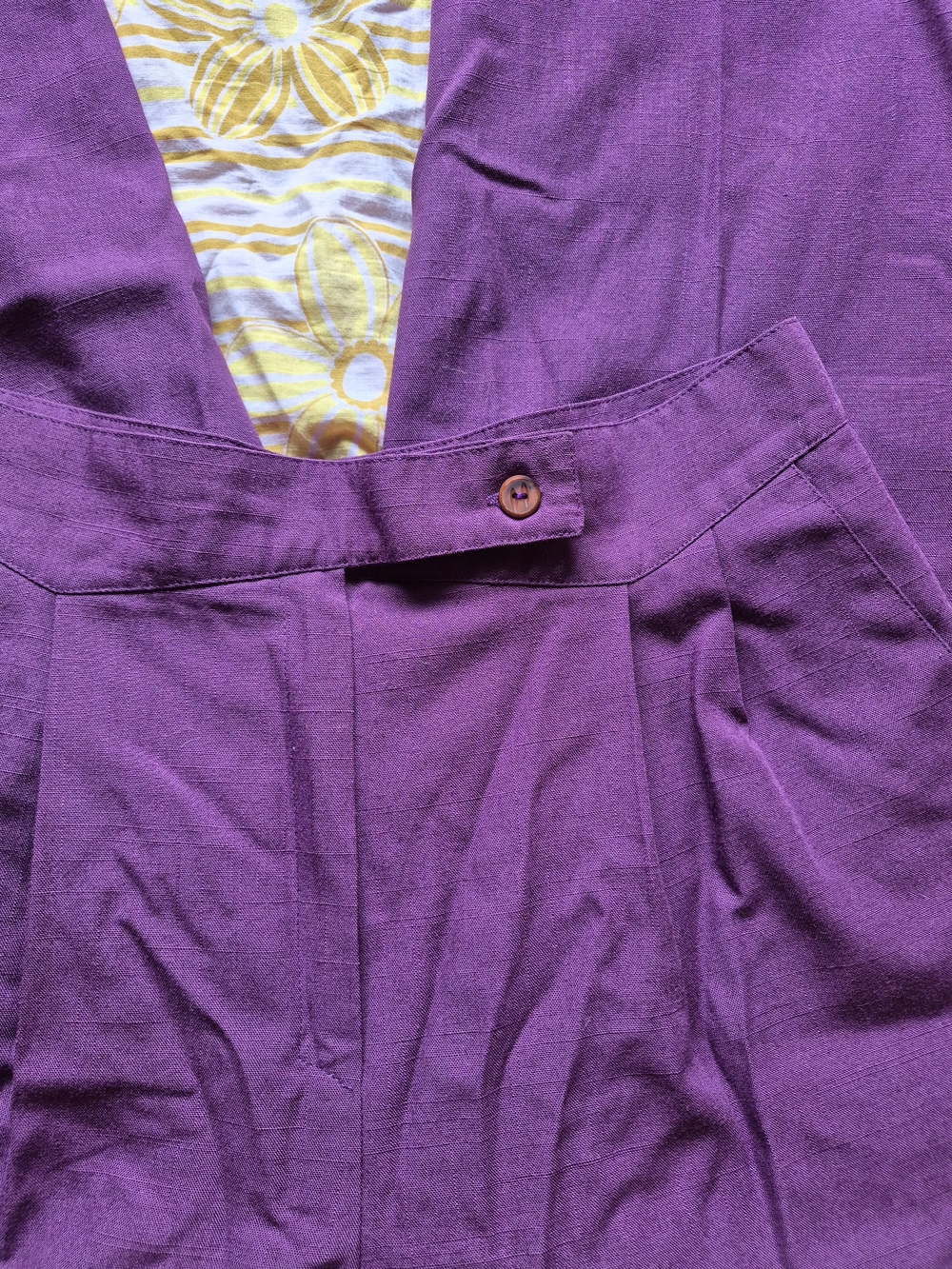 Classic High-Waist Purple Women's Trousers - Picture 3 of 7